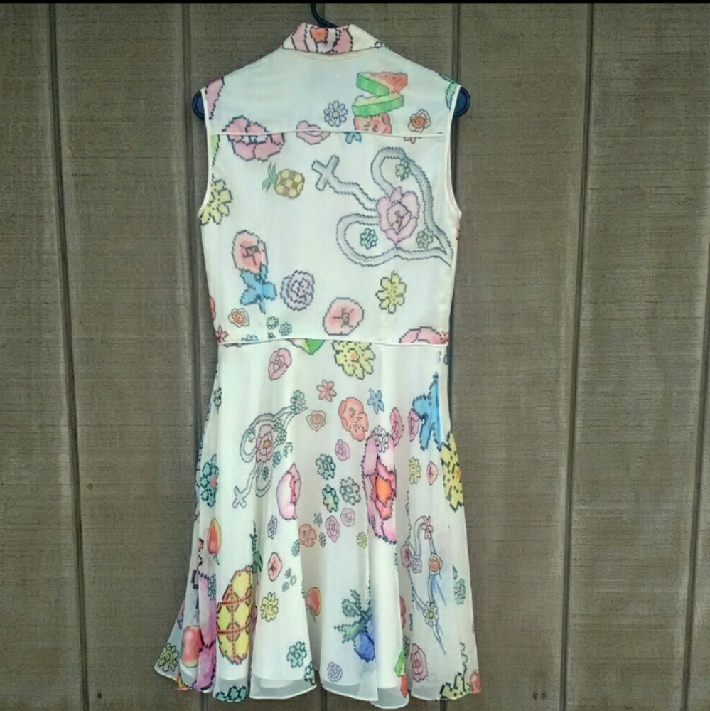 NWT! Ohlin/D Silk Pixelated Circle Skirt Dress - Picture 5 of 8